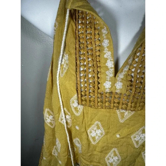 Raga Anthropologie Top Womens Small  Sleeveless Crop Ruffle Boho Embroidered - Picture 2 of 6